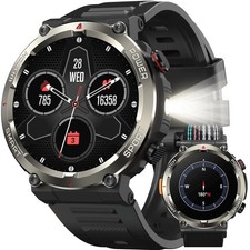 Military Smart Watch for Men（Bluetooth Calling） Fitness Watch with Flashlight