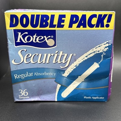 Kotex Security Tampons Regular Absorbency 36 Count Vintage packaging