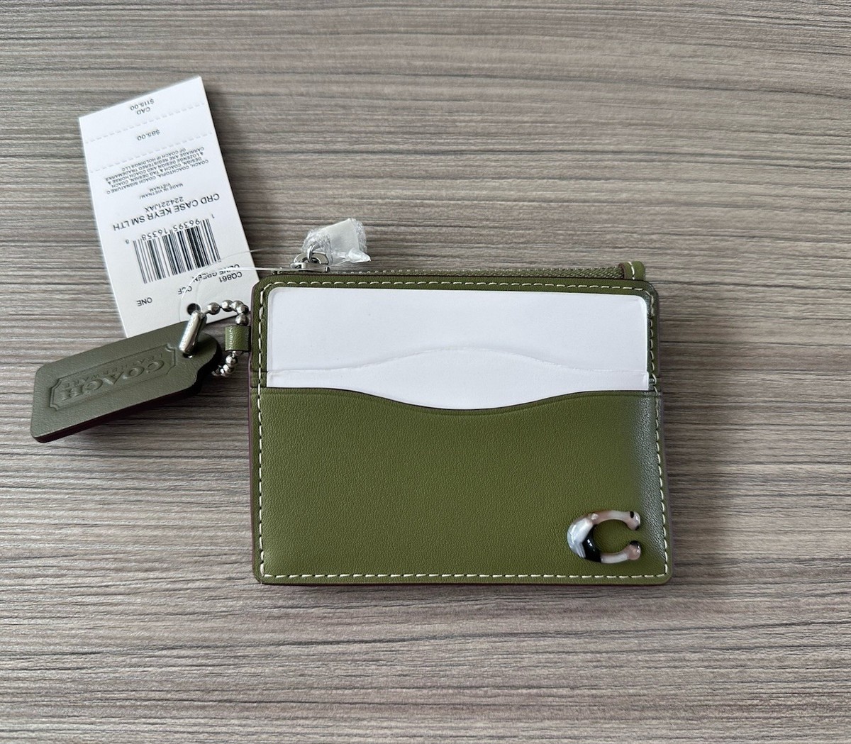 NWT Coach Wavy Zip Card Case In Coachtopia Leather W/ Key