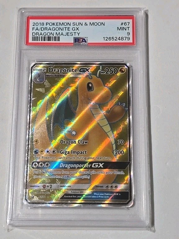 2018 Pokemon Dragon Majesty Dragonite GX 67/70 PSA 9 Mint Full Art