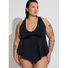 Torrid Womens Black Handkerchief Hem Tankini High Waist Bikini Set Size 1X