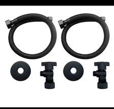 2 Pcs 20 Matte Black Faucet Supply Line Connector Kit 1/2" FIP X 3/8"OD Comp
