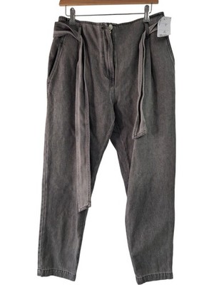 IKKS Denim Paper Bag Cropped Trousers Women's Size 38 Grey