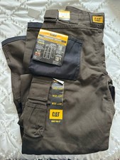 NWT Men Caterpillar Trademark Work Pants 32W x 32L Dark Earth/Black