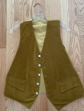 Vintage Men's Reversible Vest/Waist Coat Velvet Gold  Tweed Size S