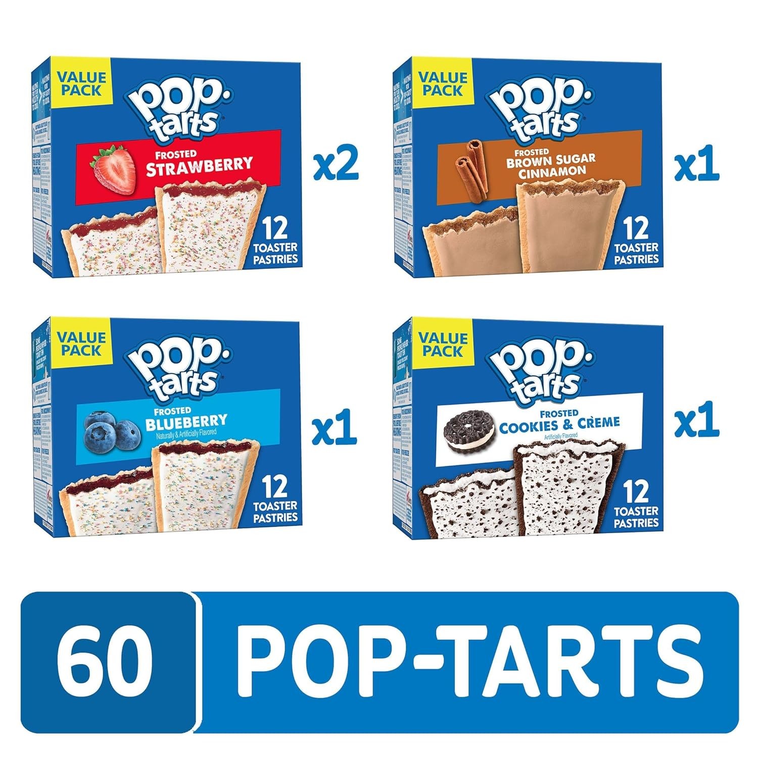 Pop Tarts Variety Pack Toaster Pastries Breakfast Foods Kids Snacks 60 Count 