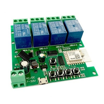 Tuya  4CH Relaismodul DC5V 7-32V RF433Mhz Fernbedienung Lichtschalter Funk2748