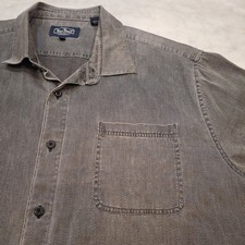 Nat Nast Button Up Shirt Mens XL Gray Silk Cotton Blend SS Luxury Camp Bowling