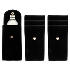 6 Pcs Velvet Watch Pouch, Portable Watch Travel Case, Black