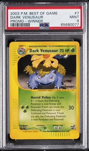 2003 POKEMON BEST OF GAME PROMO WINNER #7 DARK VENUSAUR PSA 9
