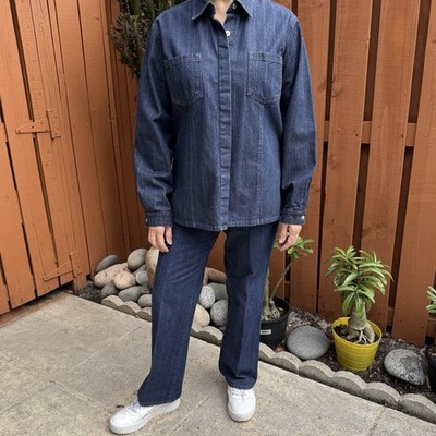 BACCINI. Italian.Dark Blue Denim 2pc Shirt/Pants Set.100% Cotton. XL.Button down