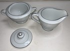 Huntington Made in Japan White Leaves Silver Trim Creamer and Sugar — photo 2
