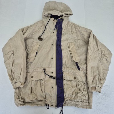 Columbia Jacke L beige Herren Nylon Kapuze Full Zip Azteken Fleece Lineed Vintage