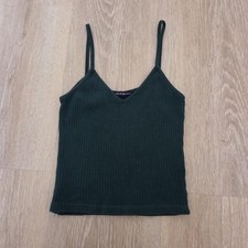 Brandy Melville Dark Green Ribbed Cropped Tank One Size