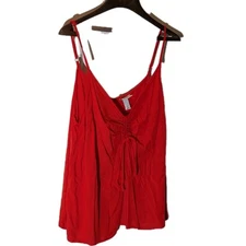 Ava & Viv Women's Tank top Cinched sleeveless sweetheart neck red size 1X