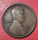 1912S US LINCOLN Cent! "San Francisco" Mint! Lower Mintage! VG! Old US Coin!