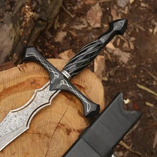 Fully Hand Forged Damascus Steel Medieval / Viking Sword With scabard