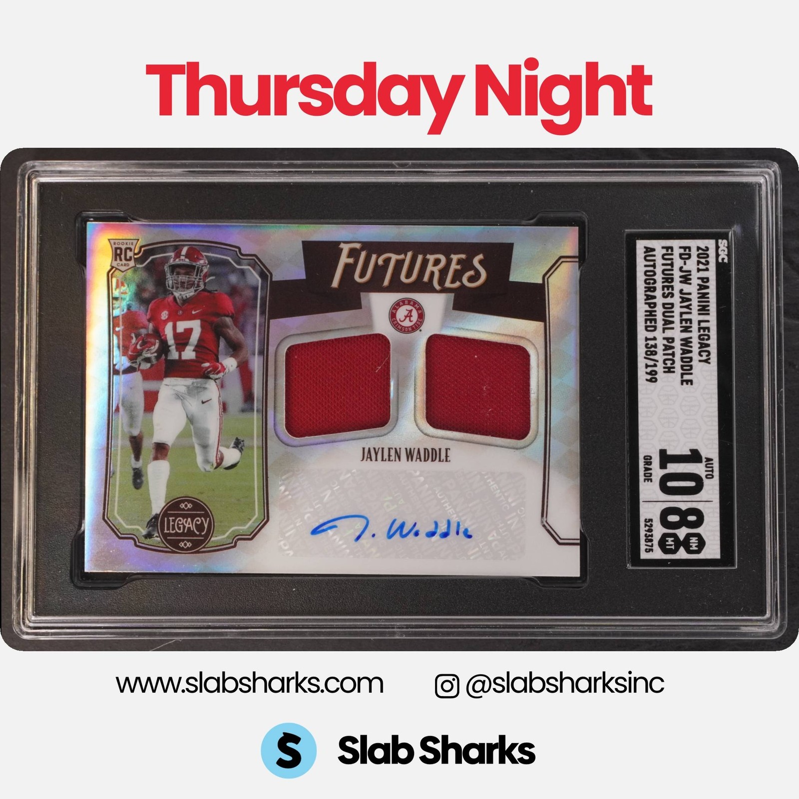 Jaylen Waddle Panini Legacy Futures Dual Patch Autographs #FDJW Base