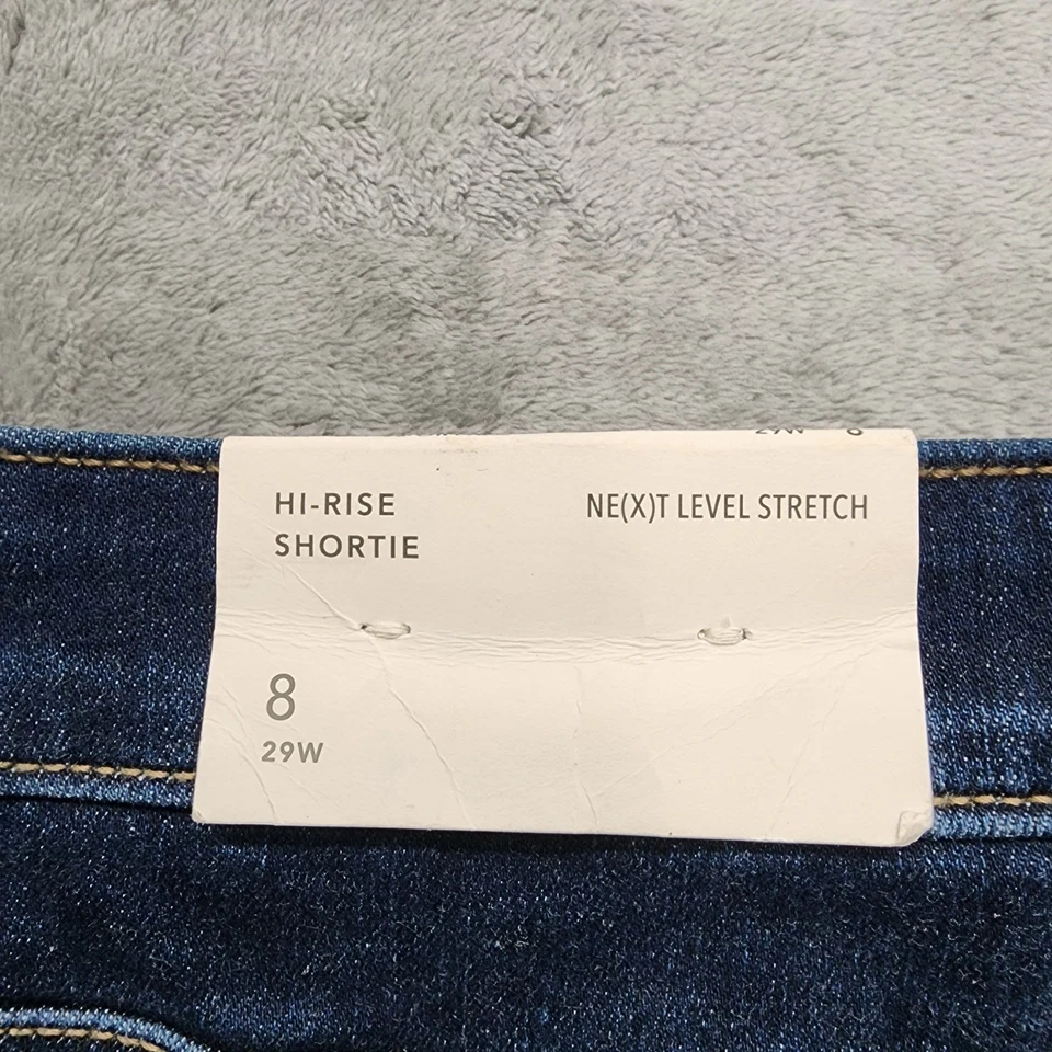 NUEVO Pantalones Cortos American Eagle Para Mujer 8/29W Azul Tiro Alto Pantalón Corto Next Level Elastizado Foto 4 de 4
