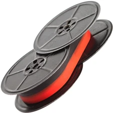 Underwood Portable Typewriter Twin Metal Spools + New Black and Red Ribbon