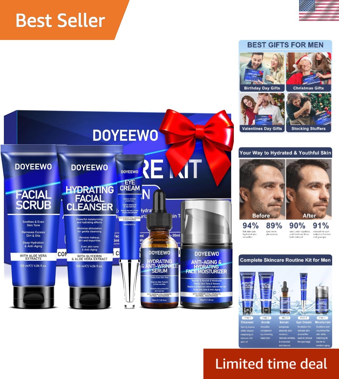 Complete Men's Skincare Kit: Hydrating & Anti-Aging Essentia