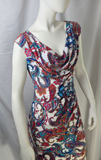 Size 10 Lauren Ralph Lauren Paisley Cowl Neck Sheath Dress Turq Multi NWT