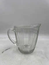 Clear Ribbed Pressed Glass Creamer Pitcher Small Jug Pour Spout Handle Kitchen