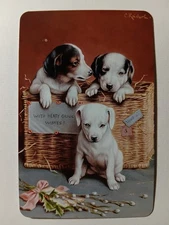 Swap cards Modern playing card back Vintage look Puppies