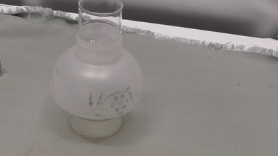 #ad vintage glass hurricane lamp lantern shade white frosted holly leaves 5quot; tall $4.99