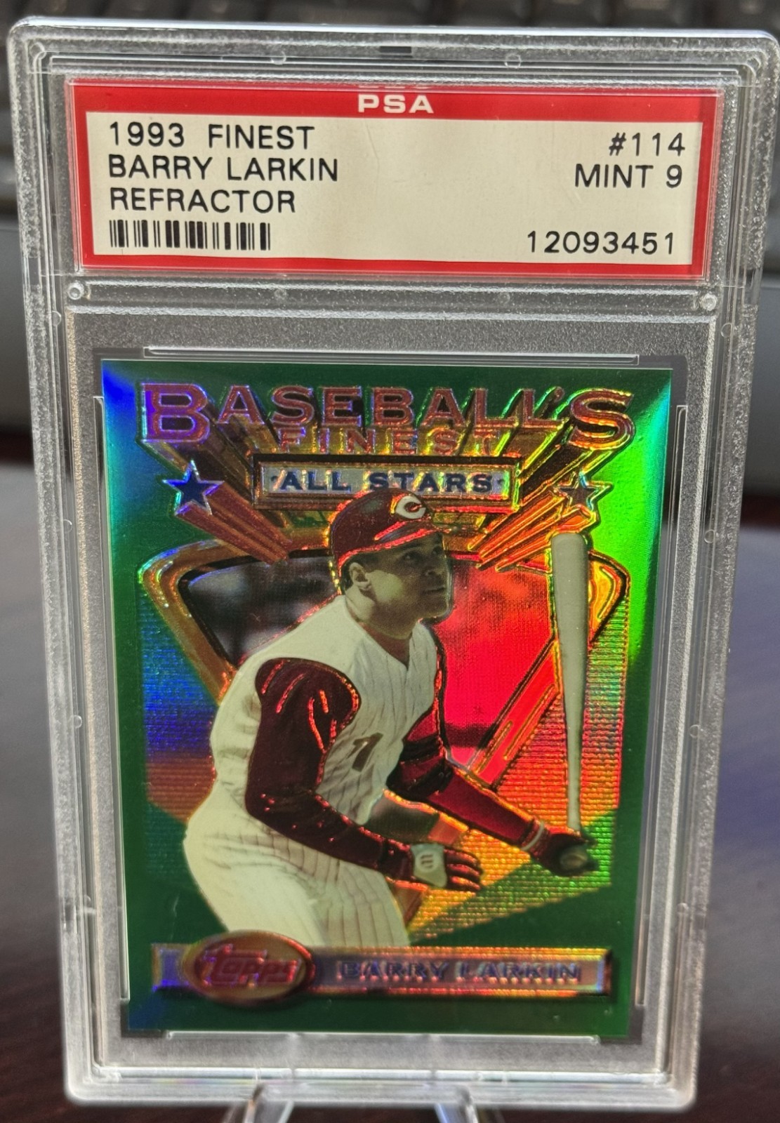 1993 BARRY LARKIN TOPPS FINEST REFRACTOR #114 PSA 9 REDS HOF (451)