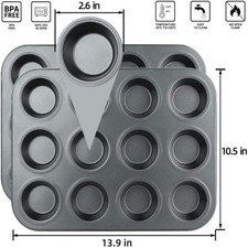 Muffin Tray, Carbon Steel And Microwave Safe,...