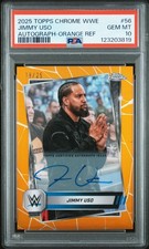 JIMMY USO 2025 TOPPS CHROME WWE ORANGE REFRACTOR AUTO SP 18/25 PSA 10 GEM MINT