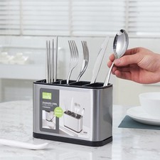 Elegant Kitchen Storage Rack: Cutlery  Utensil Organizer with Chopstick Drainer