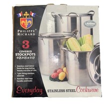 6 Piece Stainless Steel Pots With Covered Lids NEW RETRO STYLE built Better 2008