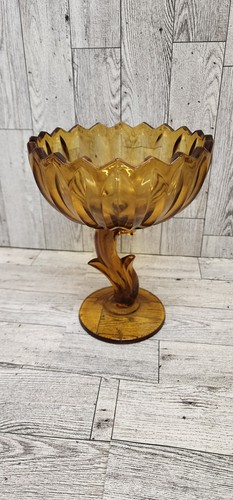 Vintage Indiana Glas Bernstein Lotusblüte Kompott/Süßigkeiten Standschale 7 1/2" - Bild 1 von 7