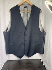 J Ferrar Modern/Classic Fit Suit Vest Mens Size XL Navy Striped 5 Button