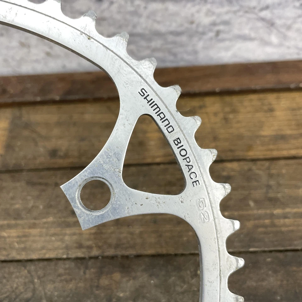 Plato vintage Shimano Biopace 52T 130 mm BCD 5 pernos ovalado bicicleta de carretera 600 Foto 3 de 4