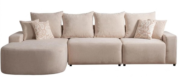 Beiges L-FöRmiges Ecksofa Stoffsofa Modern PolstermöBel Wohnzimmer-image