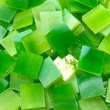 1/2" GREEN Stained Glass Mosaic Tiles (100 PIECES)