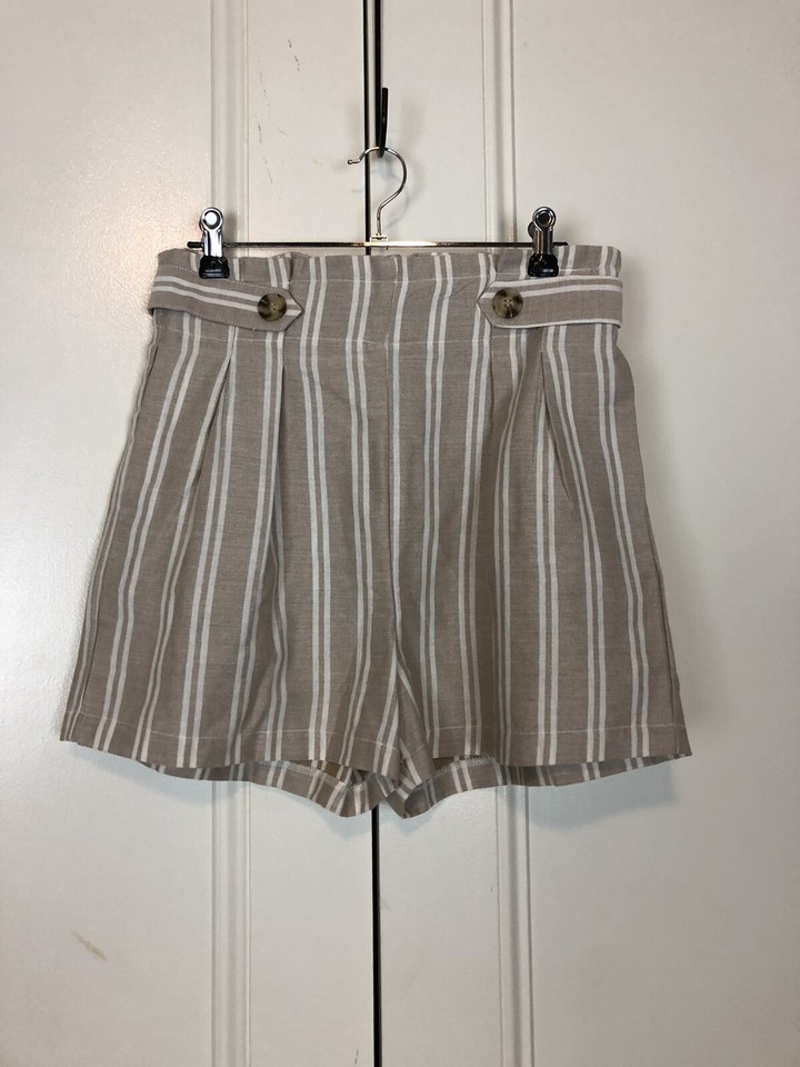 Valley Girl Ladies Size 10 Stripe High Waisted Shorts Excellent As New Condition