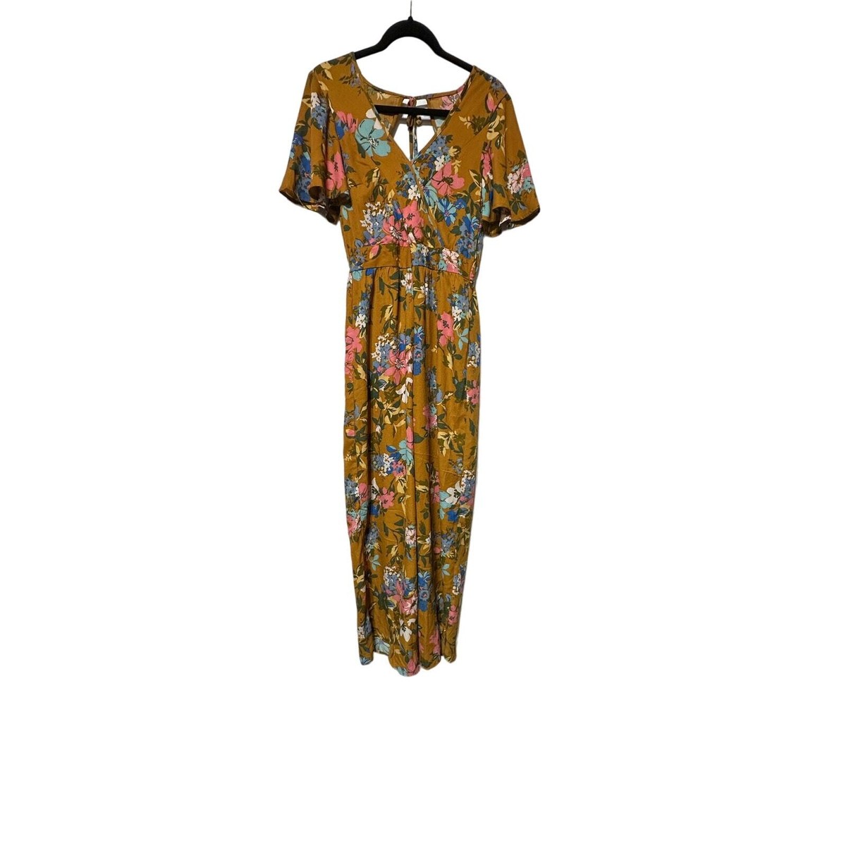 Band of Gypsies Floral Wide Leg Jumpsuit Romper XS Multicolor V-Neck Casual