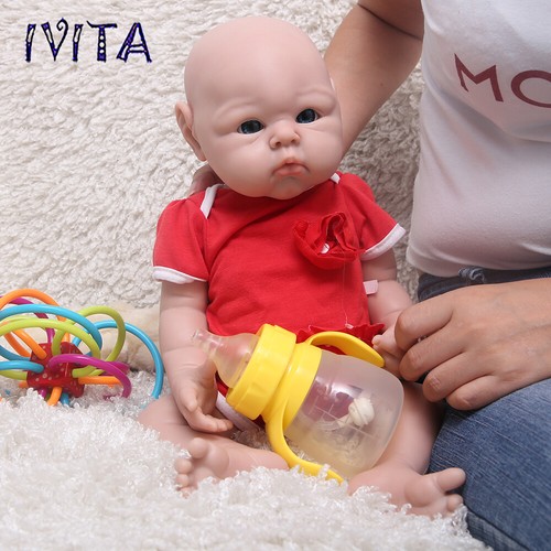IVITA 19" Full Soft Silicone Reborn Baby Girl Doll Kids Gift Vivid Silicone Doll - Picture 2 of 9