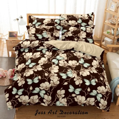 3D Floral Branch Pattern Butterfly Quilt Cover Set Bedding Sets Pillowcases 64