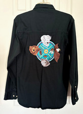 Southwestern Style Men Shirt Embroidered Anim...