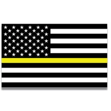 Thin Yellow Line American Flag Magnet Decal, 5x8 Inches, Black, Yellow, White
