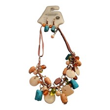 Colorful Wood Shell Bead and Acrylic Multicolored Necklace Set with Earrings