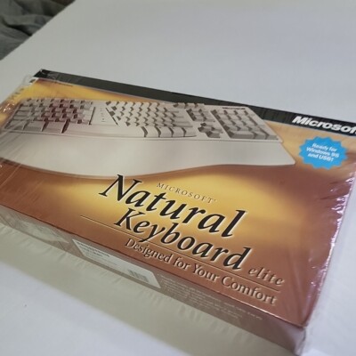 Microsoft Natural Keyboard Elite X03-71800 PS2 USB Ergonomic Working Vintage CIB