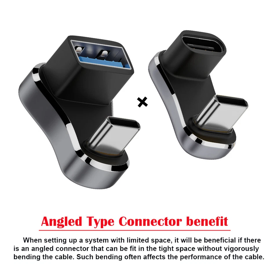 CY 1SET USB 3.0 Male to Female OTG Connector Type C Angled Power Data Adapter - Image 4 of 4