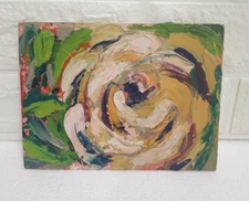 Original oil painting White Rose artwork  Abstract Floral still life art 6x8 in