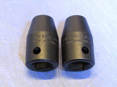 2   Proto J7412H 3/8 Inch Shallow Impact Socket Drive 6 Point Steel Black Oxide.